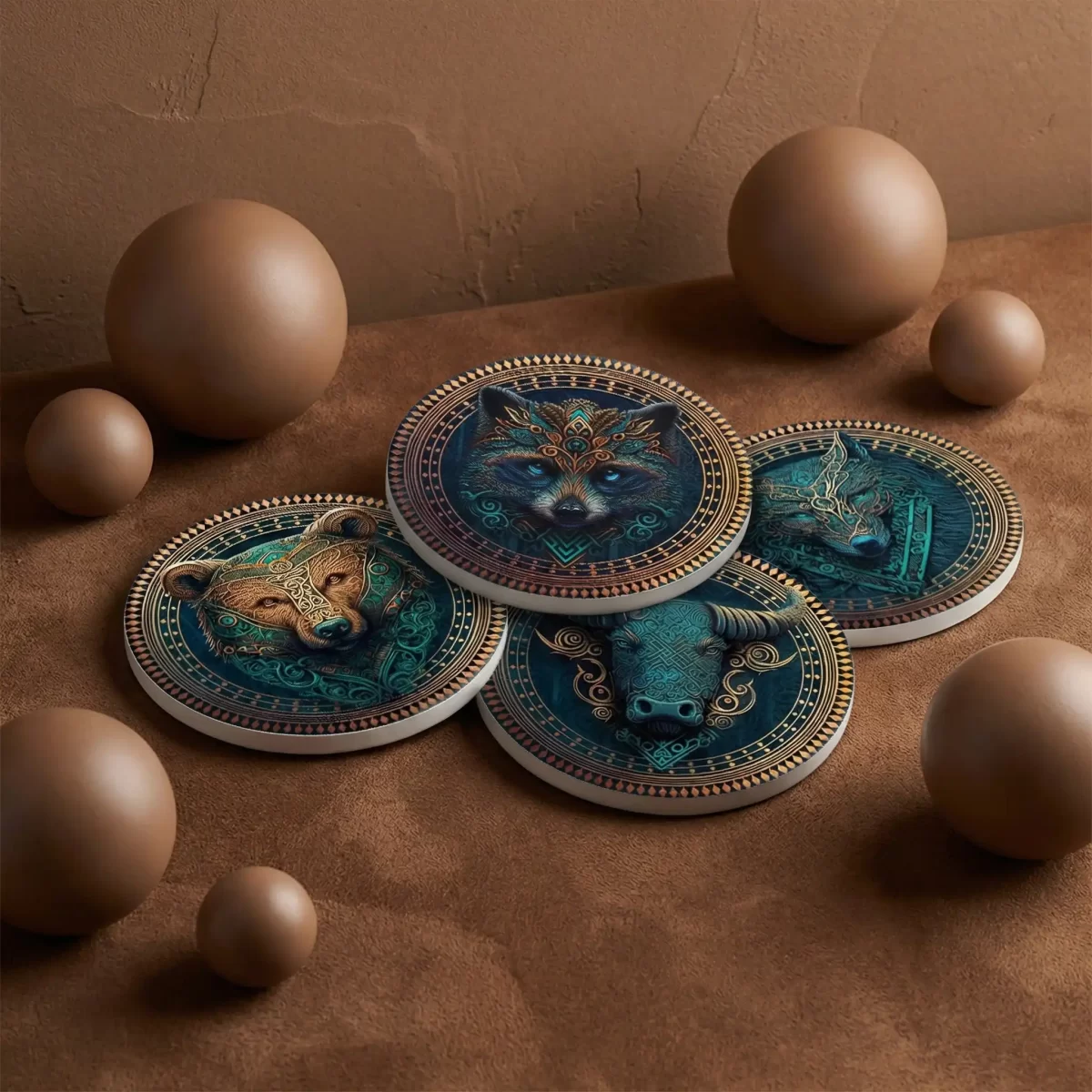 Futuristic Animals v.1 | Round Tile Coasters - Image 4