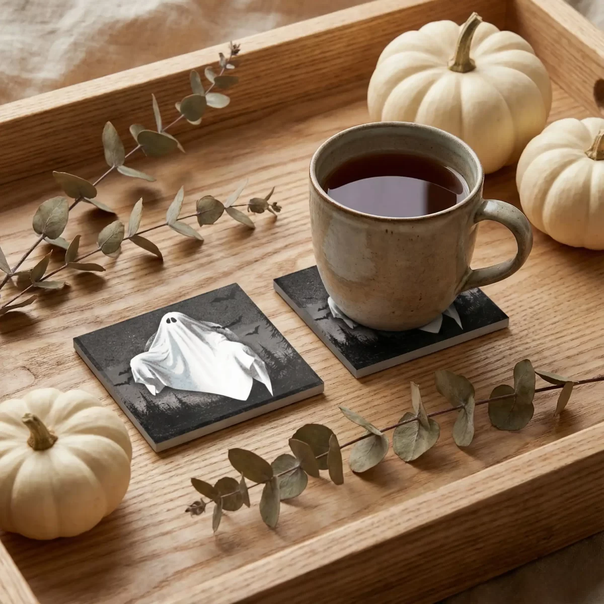 Halloween Ghost Coaster v.1 | Square Tile Coasters - Image 4
