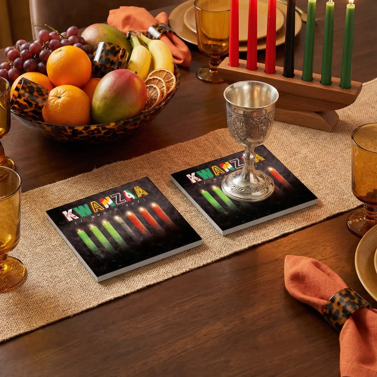 Kwanzaa Colored | Square Tile Coasters - Image 2