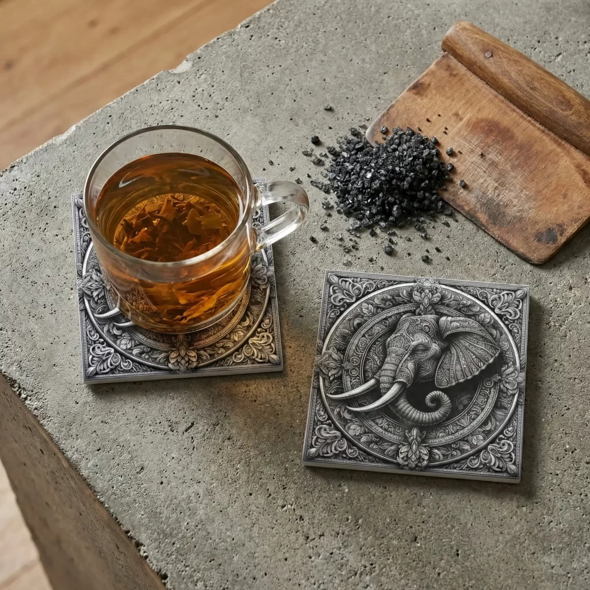 Monochrome Animals v.2 | Square Tile Coasters - Image 2