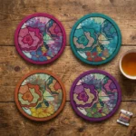 Textured Tulips | Round Tile Coasters