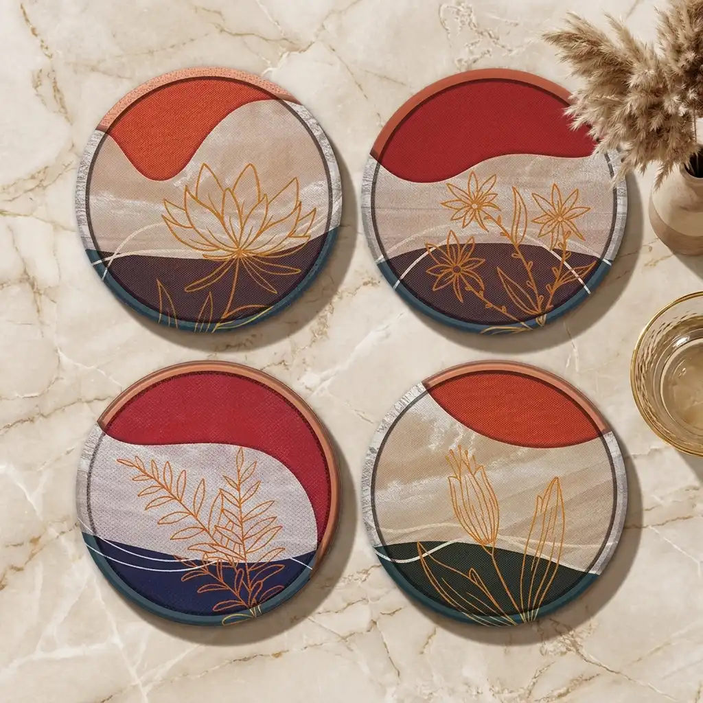 The_Minimalist_Set-A-0779-CRMC-Coaster-SQ-No4mat-1mai. The Minimalist Set | Round Tile Coasters - Image 1