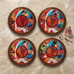 Vibrant Papercut Design | Round Tile Coasters