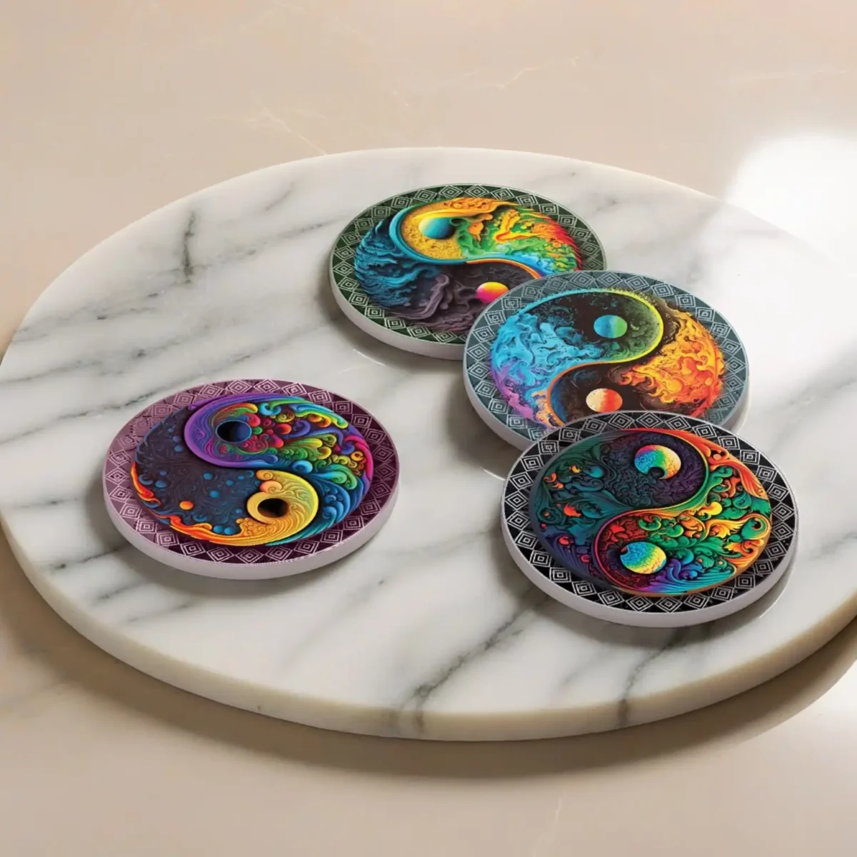 Ying Yang | Round Tile Coasters - Image 2