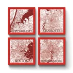 US States & Cities Map v.1 | Square Tile Coasters