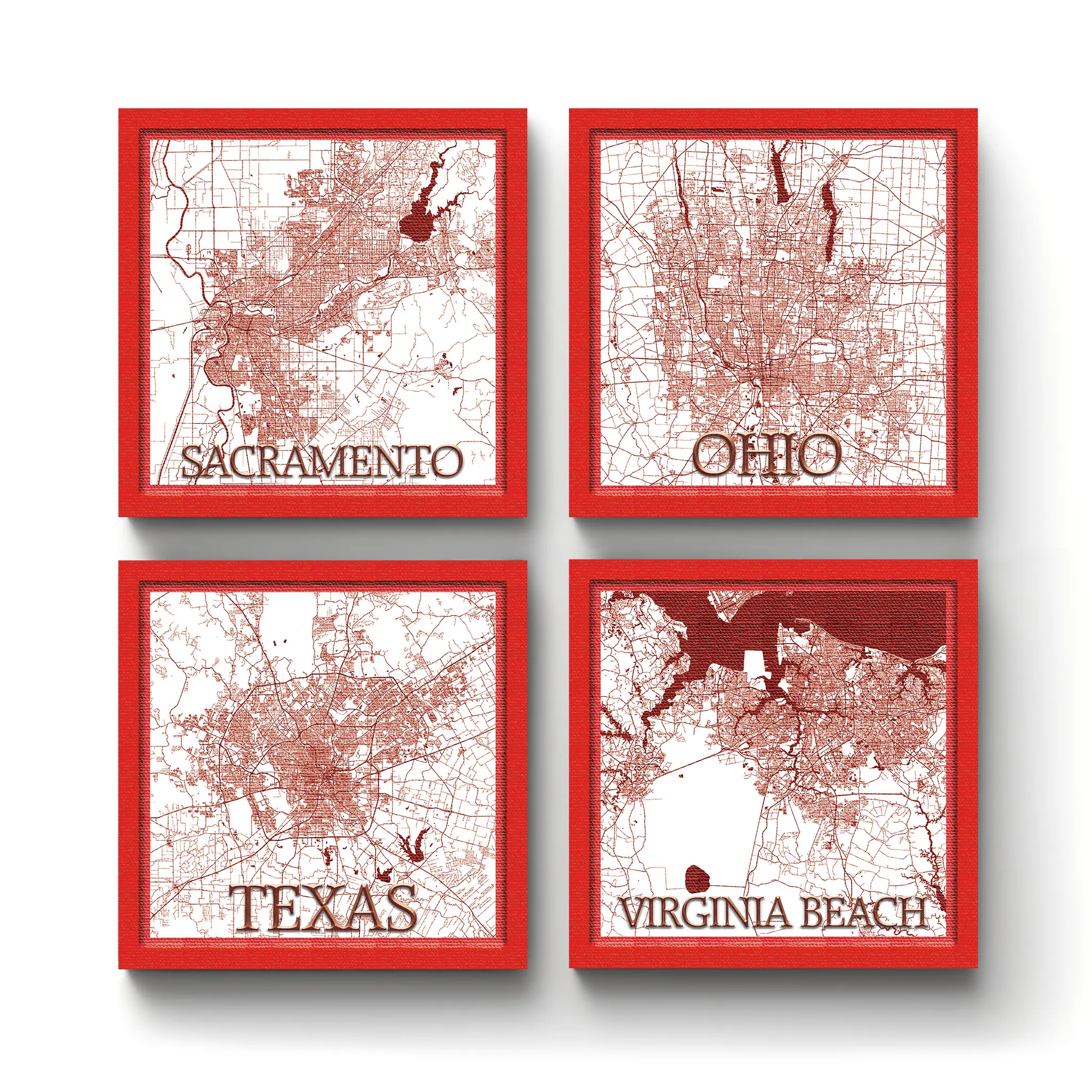 US Cities & States Map v.2-Sacramento-A-CRMC-Coaster-SQ-No4mat-75-1mai US States & Cities Map v.2 | Square Tile Coasters - Image 1