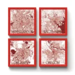 US States & Cities Map v.3 | Square Tile Coasters